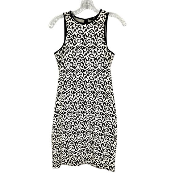 Tibi Womens Snow Leopard Knit Tank Dress Black White Sleeveless Sheath size 2 - Picture 2 of 13